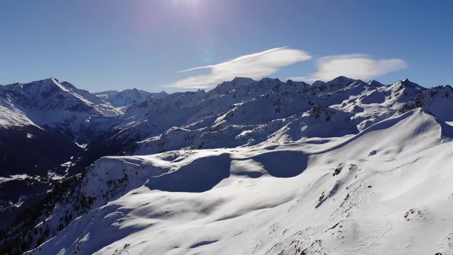 AERIAL: Snow Mountains Swiss Alps 4K