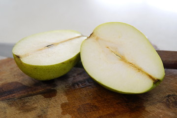 orange pear and apple prepared for a fresh and nutritious salad