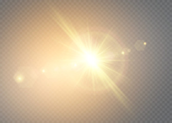 Vector transparent sunlight special lens flash light effect.front sun lens flash. Vector blur in the light of radiance. Element of decor.