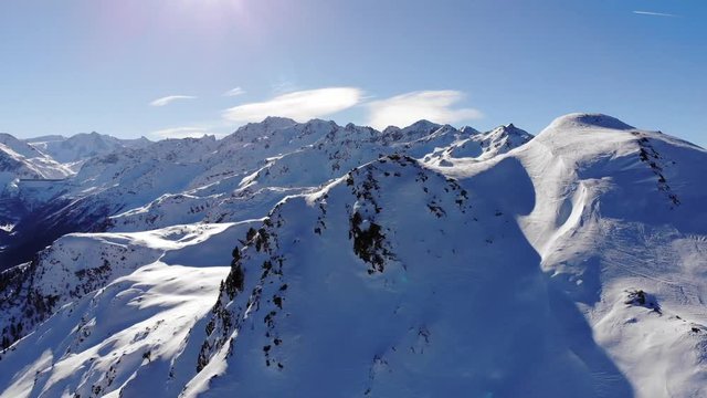 AERIAL: Snow Mountains Swiss Alps 4K