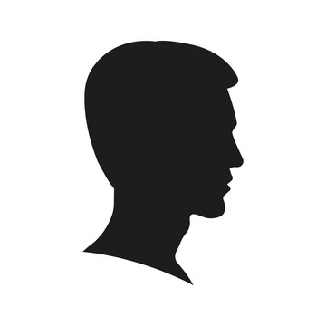 Man face silhouette. Profile view. Young Boy portrait. Male Head icon. Side view. Vector illustration.
