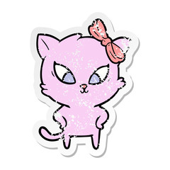 distressed sticker of a cartoon cat