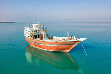 Obraz premium Tradition Lenj Fishing Boat in Qeshm Island in Southern Iran, taken in January 2019 taken in hdr