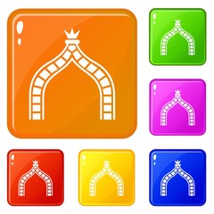 Ancient arch icons set collection vector 6 color isolated on white background