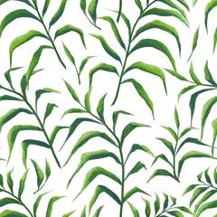 Seamless pattern. Palm leaves in watercolor style