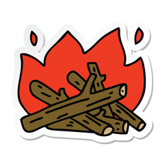 sticker of a quirky hand drawn cartoon campfire