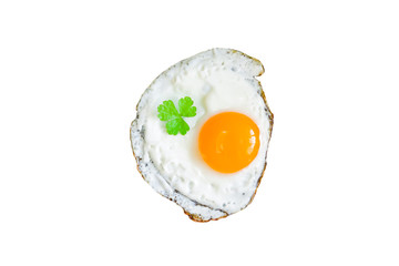 Fried chicken egg, scrambled, isolated on white background