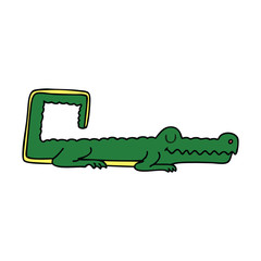 quirky hand drawn cartoon crocodile