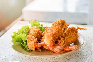 Delicious deep fried shrimps crispy wrapped