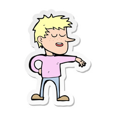 sticker of a cartoon man making dismissive gesture