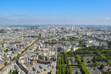 Fototapeta na wymiar Aerial View of Paris Skyline in Summer