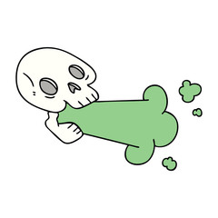 quirky hand drawn cartoon skull