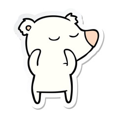sticker of a happy cartoon polar bear
