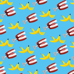 funny teeth with banana to fools day background