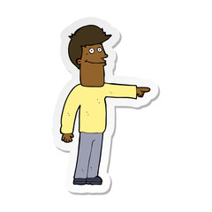 sticker of a cartoon man pointing