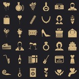 Birthday party icons set. Simple style of 36 birthday party vector icons for web for any design