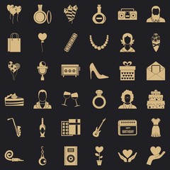 Birthday party icons set. Simple style of 36 birthday party vector icons for web for any design