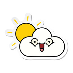 sticker of a cute cartoon sunshine and cloud