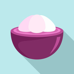 Half of mangosteen icon. Flat illustration of half of mangosteen vector icon for web design