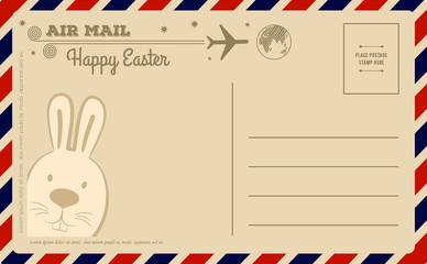 Vintage Happy Easter Postcard. Vector illustration.