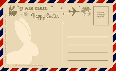 Vintage Happy Easter Postcard. Vector illustration.