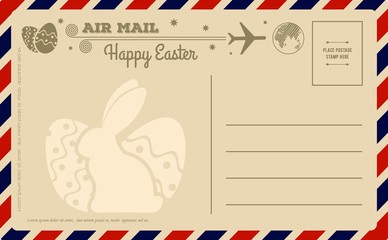 Vintage Happy Easter Postcard. Vector illustration.