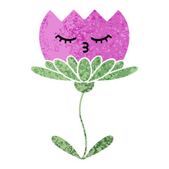 retro illustration style cartoon flower
