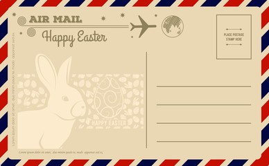 Vintage Happy Easter Postcard. Vector illustration.
