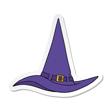 sticker of a cartoon witch hat