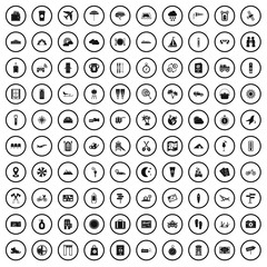 100 tourist trip icons set in simple style for any design vector illustration