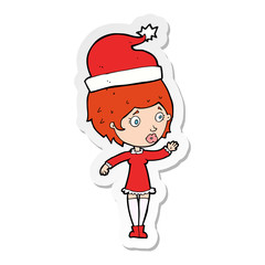 sticker of a cartoon woman ready for christmas