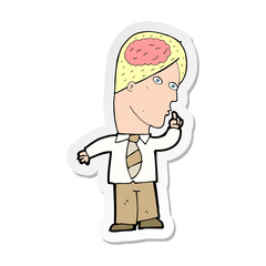 sticker of a cartoon businessman with huge brain