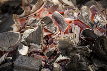 Coals of fire Coals in the grill for cooking. Burning coals.