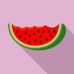 Watermelon bite slice icon. Flat illustration of watermelon bite slice vector icon for web design