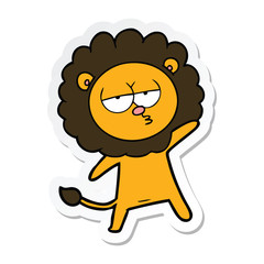sticker of a cartoon tired lion