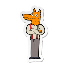 sticker of a cartoon funny fox