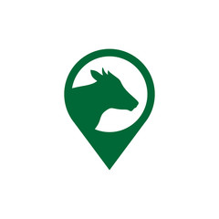 location icon with cow logo design vector  illustration