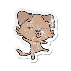 Obraz na płótnie Canvas distressed sticker of a cartoon dancing dog
