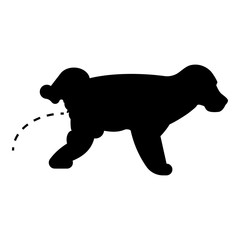 Pissing dog Puppy pissing Pet pissing with raised leg icon black color vector illustration flat style image