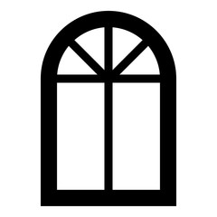 Window frame semi-round at the top Arch window icon black color vector illustration flat style image