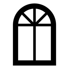 Window frame semi-round at the top Arch window icon black color vector illustration flat style image