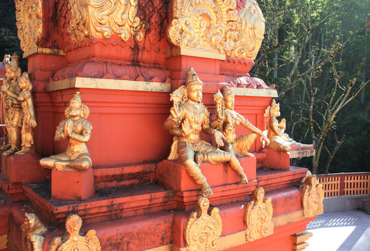 Statues of heroes of Ramayana and Lord Hanuman, Seetha Amman Temple, Sri Lanka