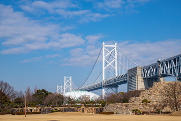 Seto Ohashi Bridge in the seto inland sea,Shikoku,Japan