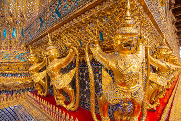 Fototapeta na wymiar Phra Kaew Temple and the Royal Palace of Thailand