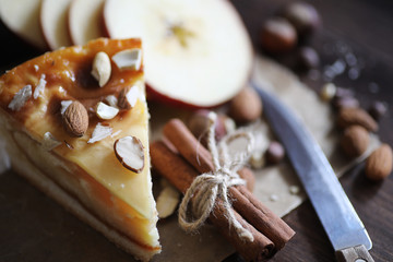Delicious pastry with cinnamon and fruit