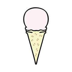 quirky hand drawn cartoon strawberry ice cream cone