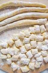Raw italian gnocchi with copy space