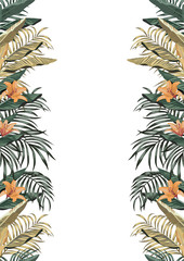 Tropical border A4 layout white background