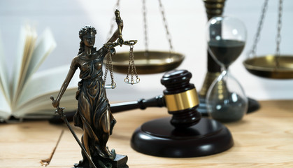 Fototapeta na wymiar Justice Scales and wooden gavel . Justice concept