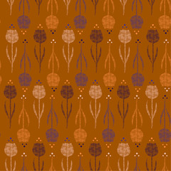 Beautiful vintage Seamless line hand drawn silhouette of tulip flower pattern vector design for fashion,fabric,wallpaper,web,and all prints